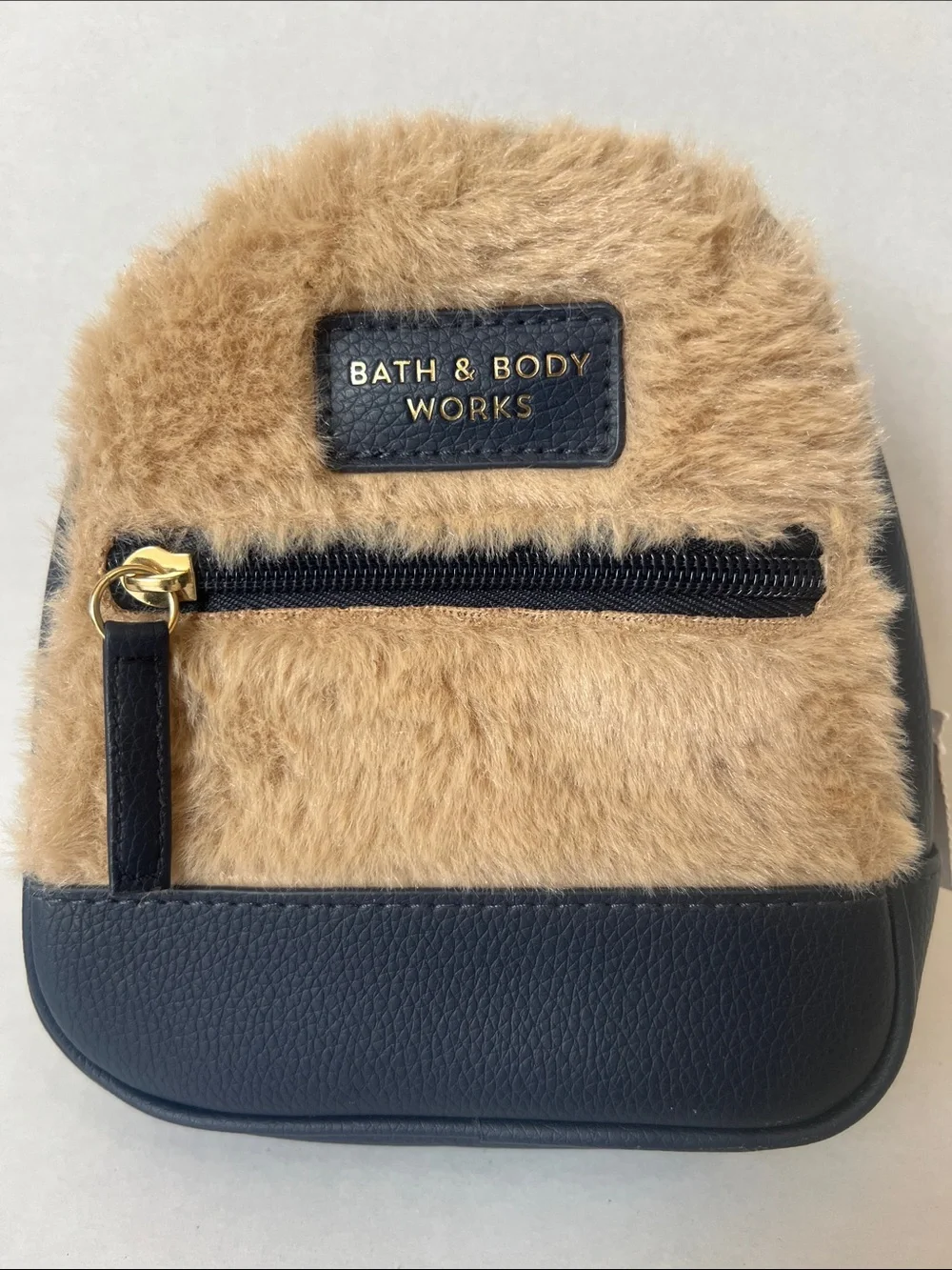 Bath & Body Works Faux Fur Mini Bag Set - Tan, Navy & Cream